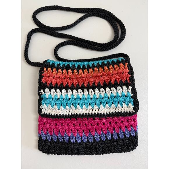 The Sak Handbags - The Sak Crochet Stripe Crossbody Purse Inner Pockets Bohemian